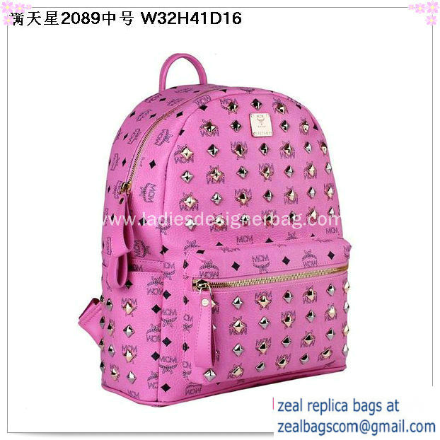 High Quality Replica MCM Stark Studded Medium Backpack MC2089 Rosy